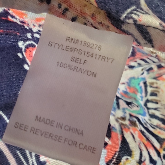 Pale Sky Womans XL Blue Paisley Floral Print Tank Top Blouse - Picture 5 of 10